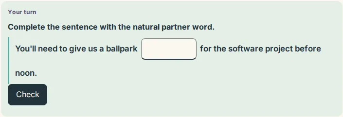 One of the Learn tab's checks, waiting for an answer, with its Check button